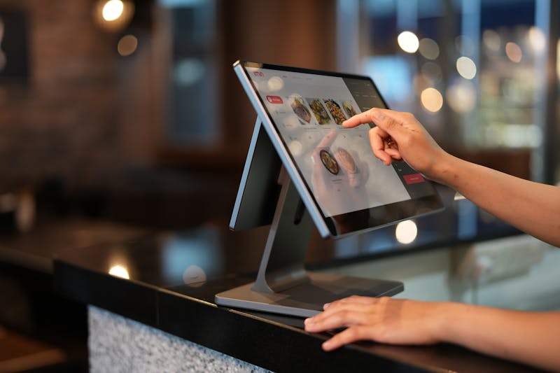 Point of sale system at a retail counter